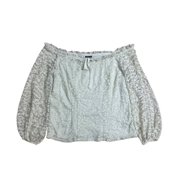 Torrid Blouse Lace Off Shoulder Corset Seamed Long Sleeve Coquette Size 0 Large - Picture 2 of 5